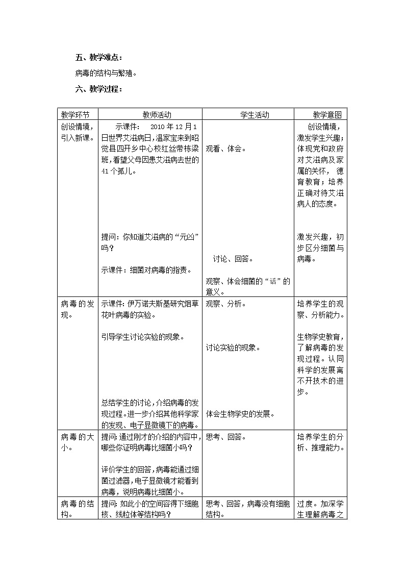 冀少版八上生物 5.1.2病毒  教案02