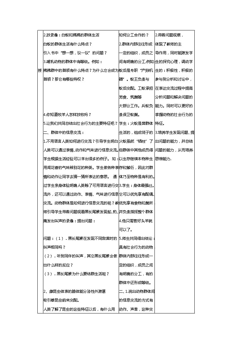 人教版八上生物 5.2.3社会行为 教案第2页