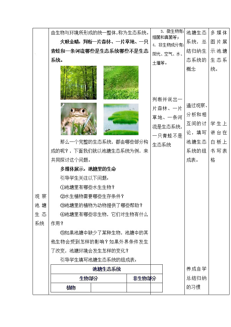 苏科版七上生物 3.1多种多样的生态系统  教案02