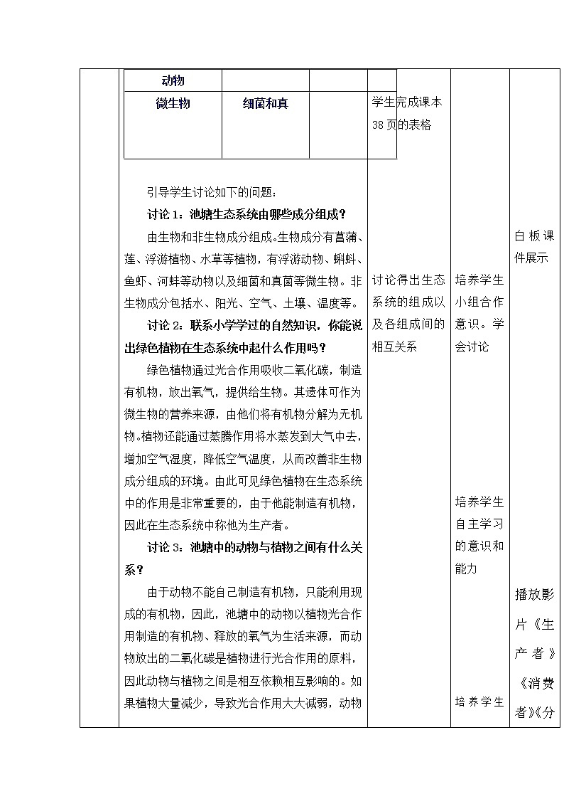 苏科版七上生物 3.1多种多样的生态系统  教案03