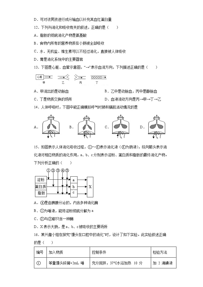 山东省日照市东港区2021-2022学年七年级下学期期末生物试题(word版含答案)第3页
