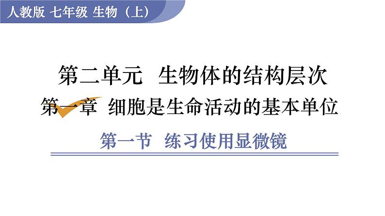 人教版七年级生物上册课件 第2单元 第1章 第1节　练习使用显微镜01
