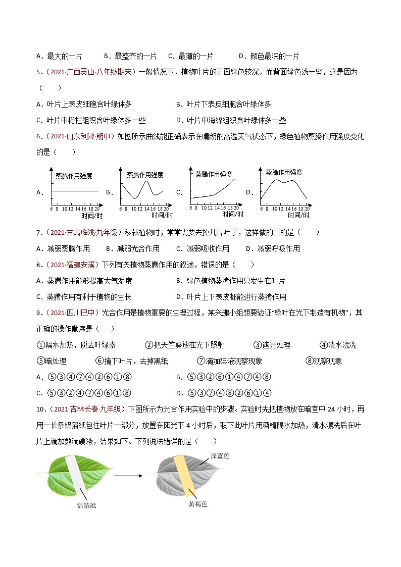 第03单元 第03章～06章单元测试（B卷•提升能力）-2022-2023学年七年级生物学上册同步单元AB卷（人教版）02