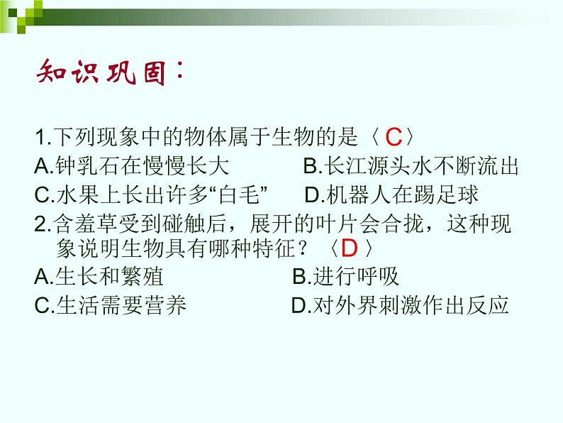 人教版七上生物 人教版七年级生物上册总复习课件（含答案）第3页