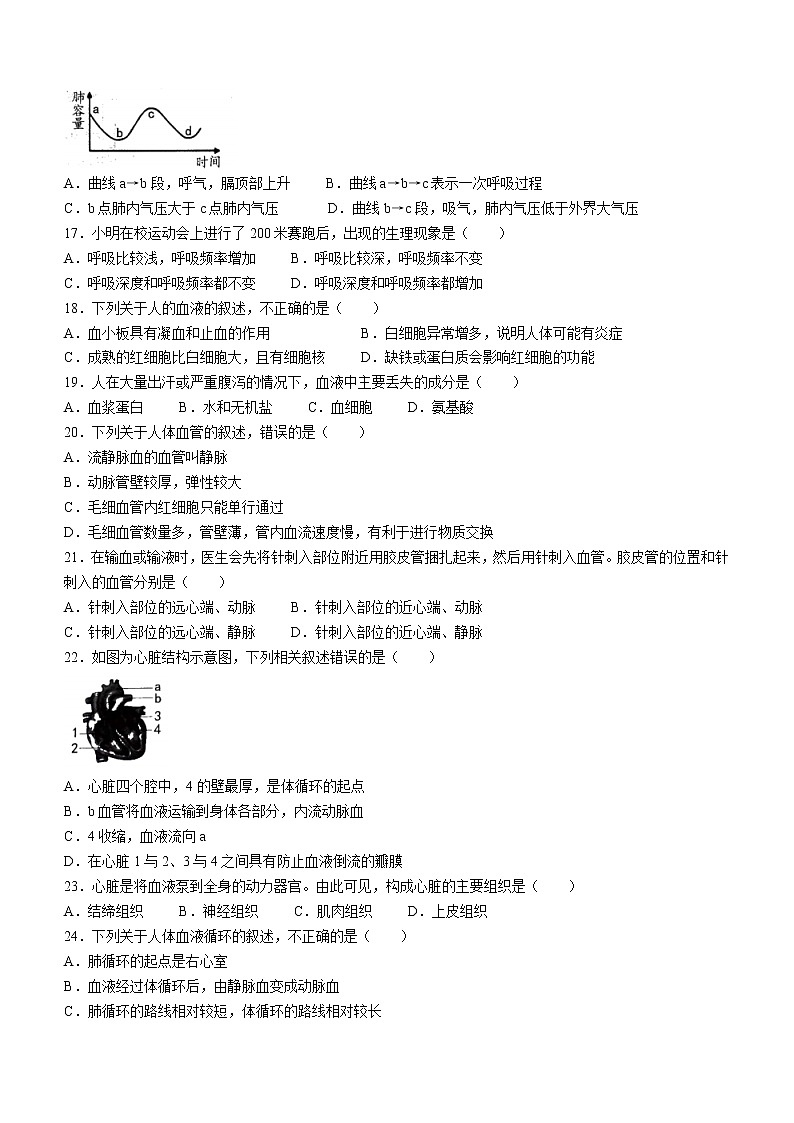 云南省临沧市耿马县2021-2022学年七年级下学期期末生物试题(word版含答案)03