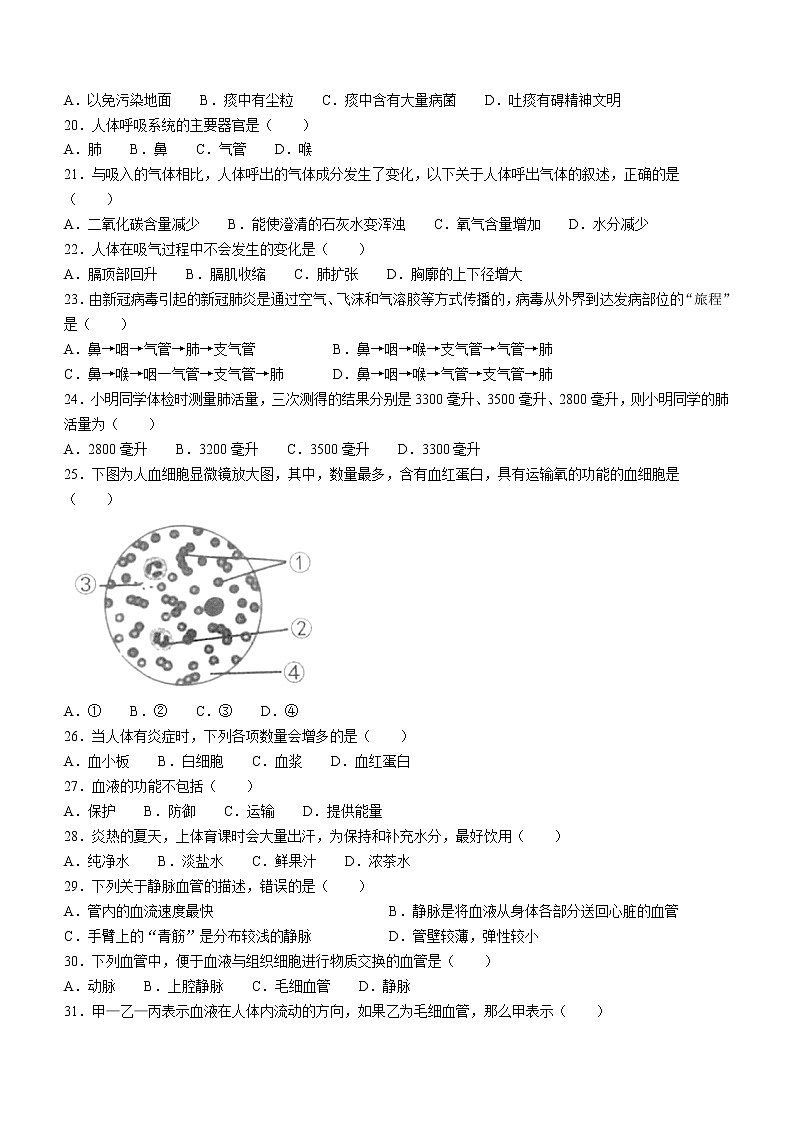 云南省临沧市云县2021-2022学年七年级下学期期中生物试题(word版含答案)第3页