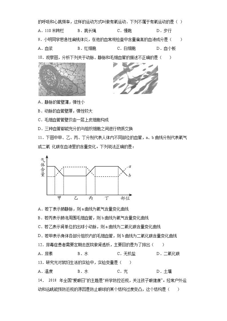 天津市东丽区2021-2022学年七年级下学期期末生物试题(word版含答案)03