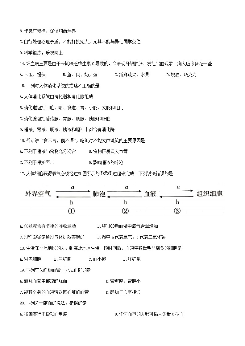 2022年云南省昭通市昭阳区初中学业水平模拟考试(三)生物试题(word版含答案)03