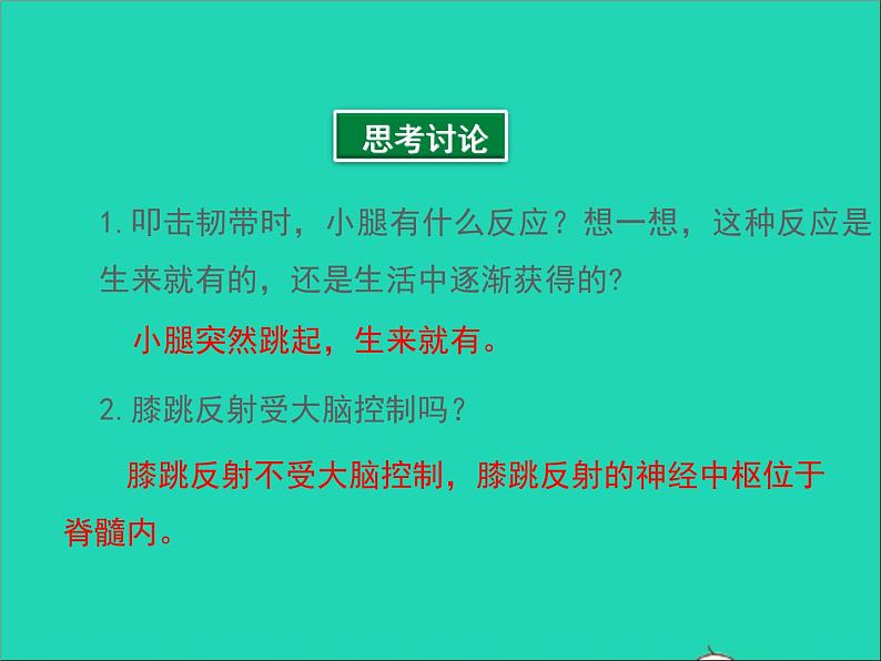 生物人教版七年级下册同步教学课件第4单元第6章人体生命活动的调节第3节神经调节的基本方式05