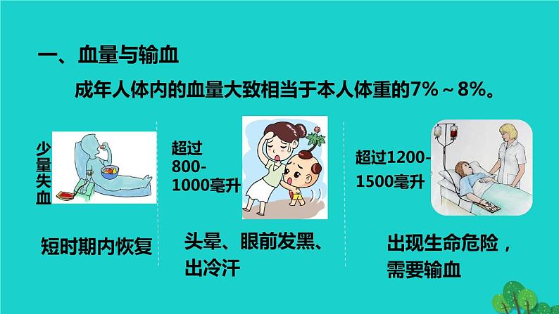 生物人教版七年级下册同步教学课件第4单元 生物圈中的人第4章 人体内物质的运输第4节输血与血型04