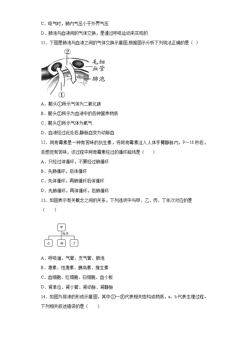 四川省资阳市雁江区2021-2022学年七年级下学期期末生物试题(含答案)03