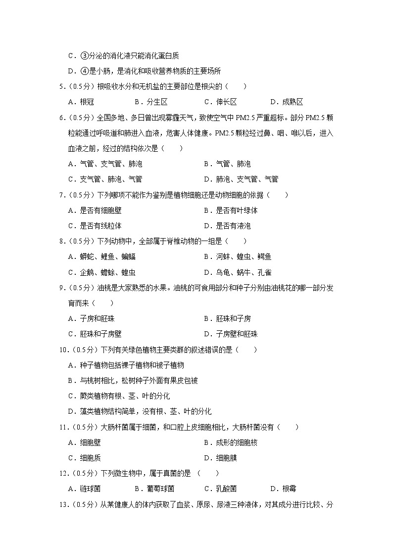 2022年宁夏银川市兴庆区唐徕回民中学中考生物二模试卷(含答案)第2页