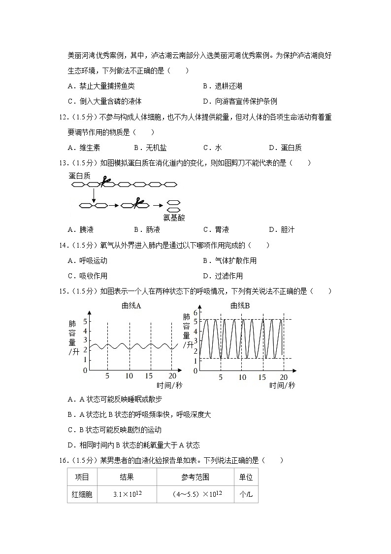 2022年云南省昆明市盘龙区俊发城思成中学中考生物二模试卷(含答案)第3页