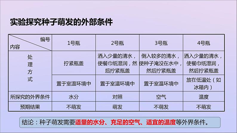 生物济南版八年级上册同步教学课件第4单元 物种的延续第1章绿色开花植物的一生第4节种子的萌发第7页