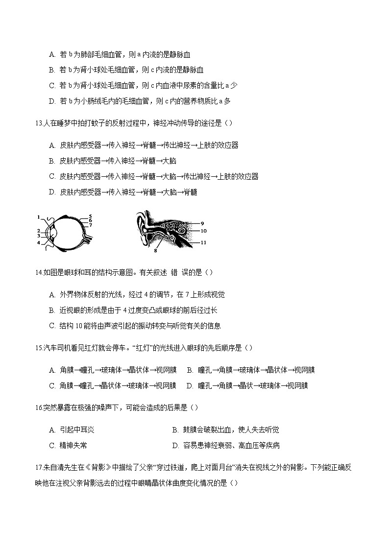 第四单 生物圈中的人（三）-2020年中考生物二轮复习单元必刷题（原卷板）无答案第3页