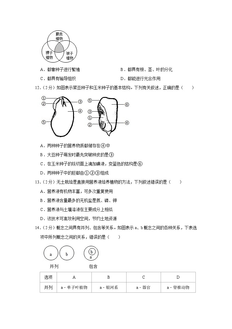 2021-2022学年山东省烟台市招远市六年级（下）期中生物试卷（五四学制）(含答案)第3页