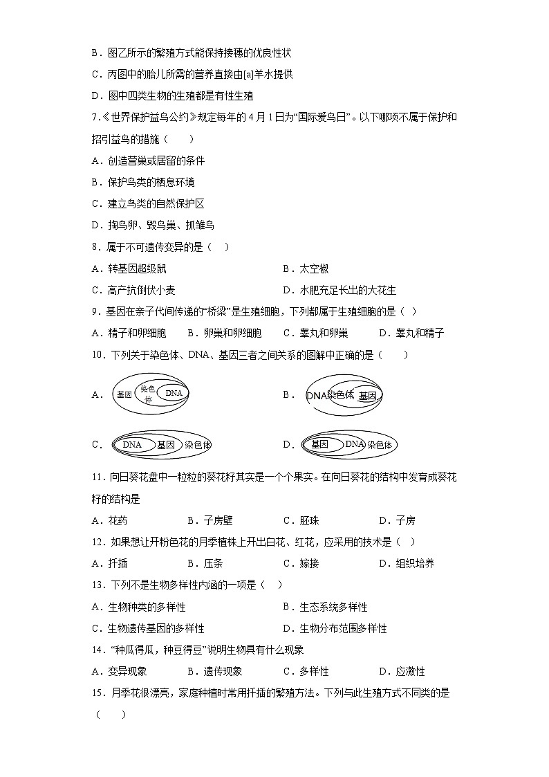 河北省秦皇岛市卢龙县2021-2022学年八年级下学期期末生物试题(含答案)第2页