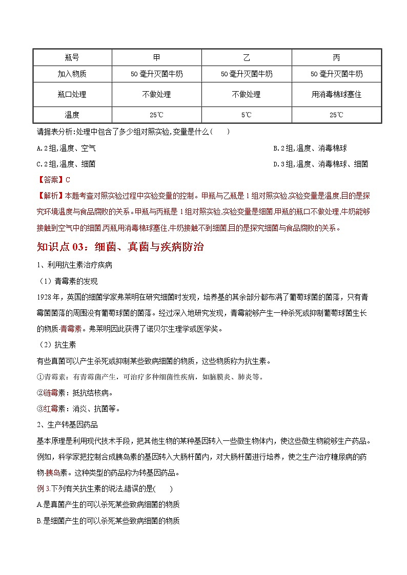 5.4.5 人类对细菌和真菌的利用- 2022-2023学年八年级上册生物同步精品讲义（人教版）03