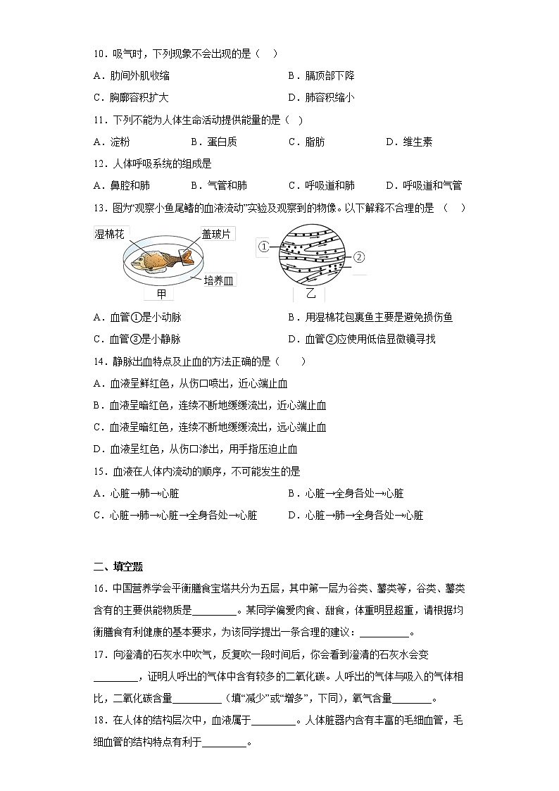 广西河池地市宜州区2021-2022学年七年级下学期期中生物试题(含答案)02