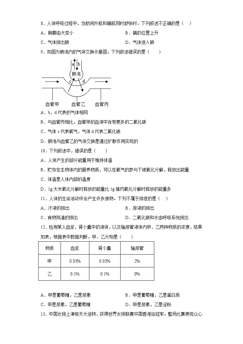 河南省周口市鹿邑县2021-2022学年七年级下学期期末生物试题(含答案)第3页