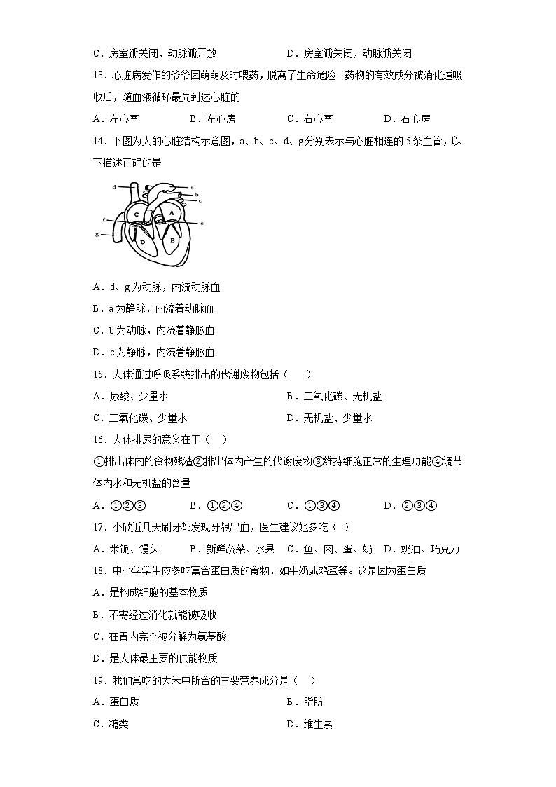 河北省廊坊市广阳区2021-2022学年七年级下学期期中（线上）生物试题(含答案)第3页