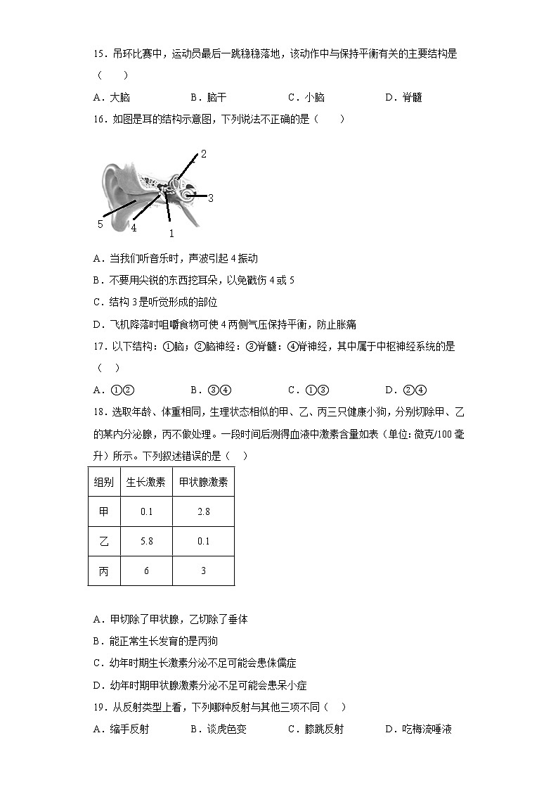河南省许昌市2021-2022学年七年级下学期期末生物试题(含答案)03