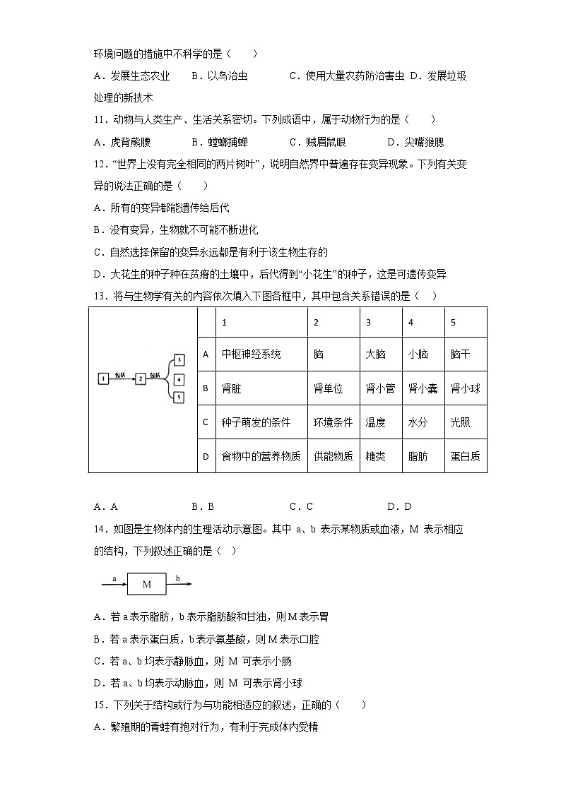 江西省赣州市定南县2021-2022学年八年级下学期期中生物试题(含答案)第3页