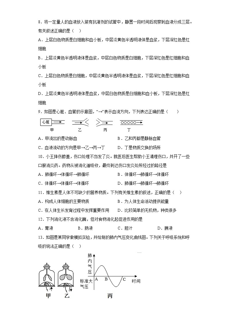 江西省赣州市定南县2021-2022学年七年级下学期期中生物试题(含答案)第2页