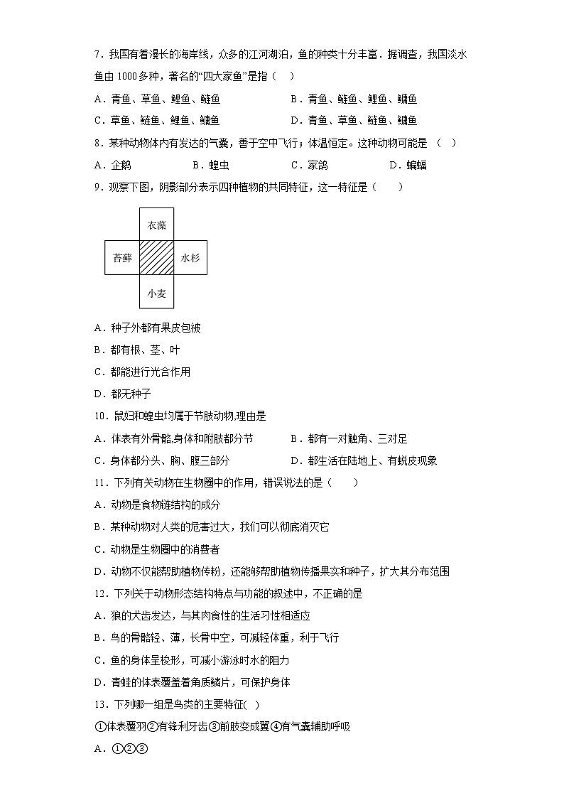 江西省赣州市赣县区2021-2022学年八年级上学期期末生物试题(含答案)02