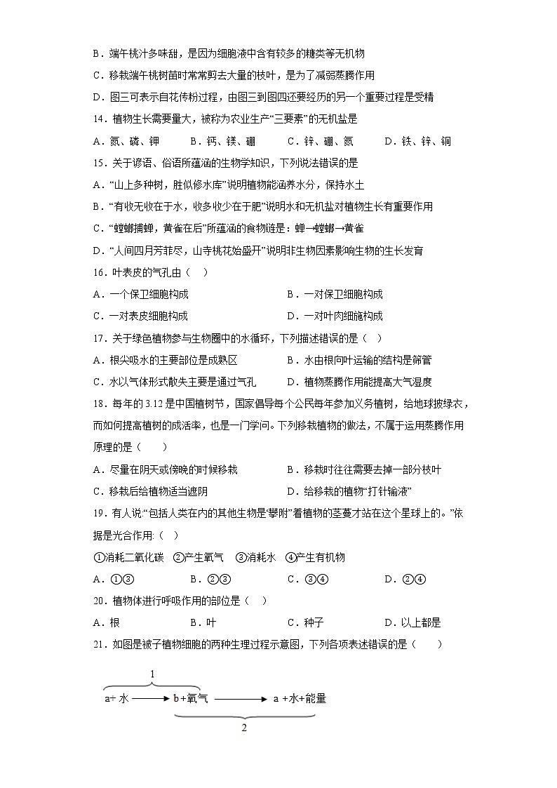江西省景德镇市2021-2022学年七年级上学期期末生物试题(含答案)03