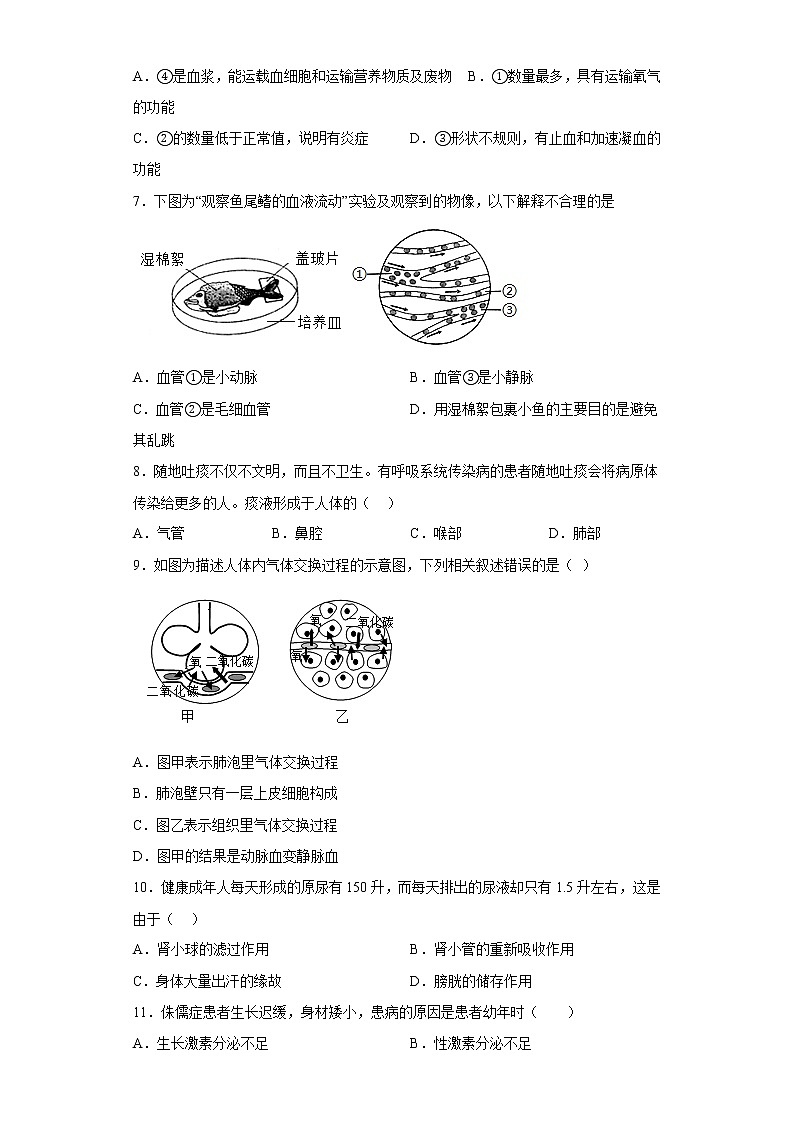 辽宁省沈阳市沈北新区2021-2022学年七年级下学期期末生物试题(含答案)02