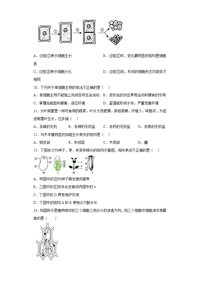 江苏省盐城地区2021-2022学年七年级上学期期末生物试题(含答案)第2页