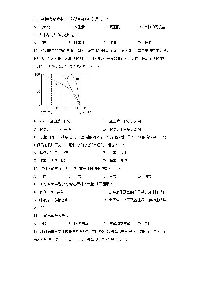 新疆塔城地区沙湾市2021-2022学年七年级下学期期末生物试题(含答案)02
