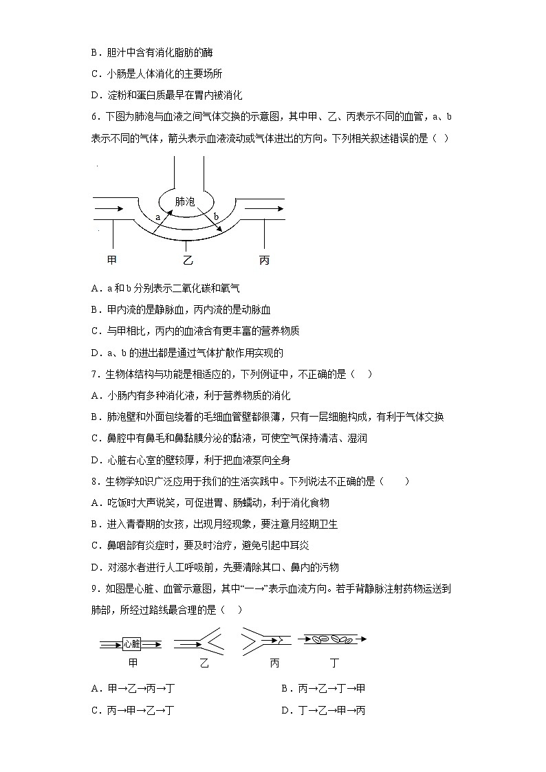 湖北省十堰市郧阳区2021-2022学年七年级下学期期末生物试题(含答案)第2页