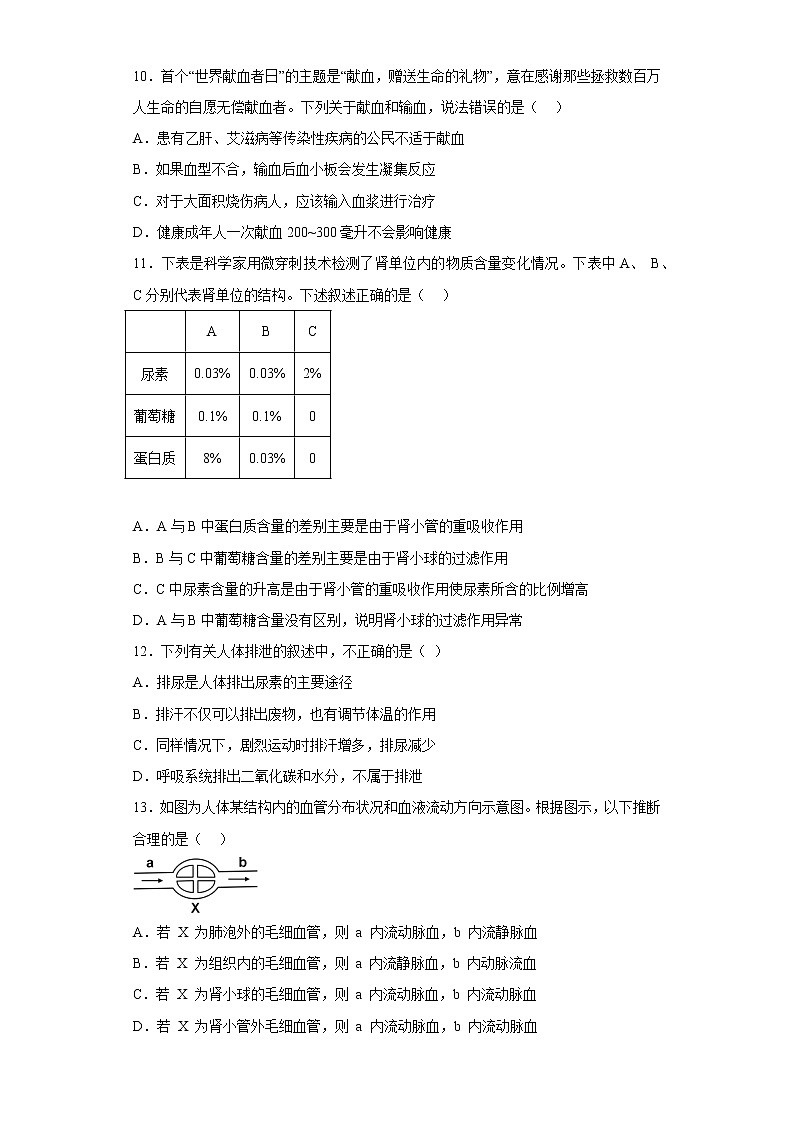 湖北省十堰市郧阳区2021-2022学年七年级下学期期末生物试题(含答案)第3页