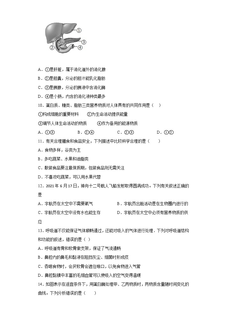 辽宁省葫芦岛市连山区2021-2022学年七年级下学期期中生物试题(含答案)第2页