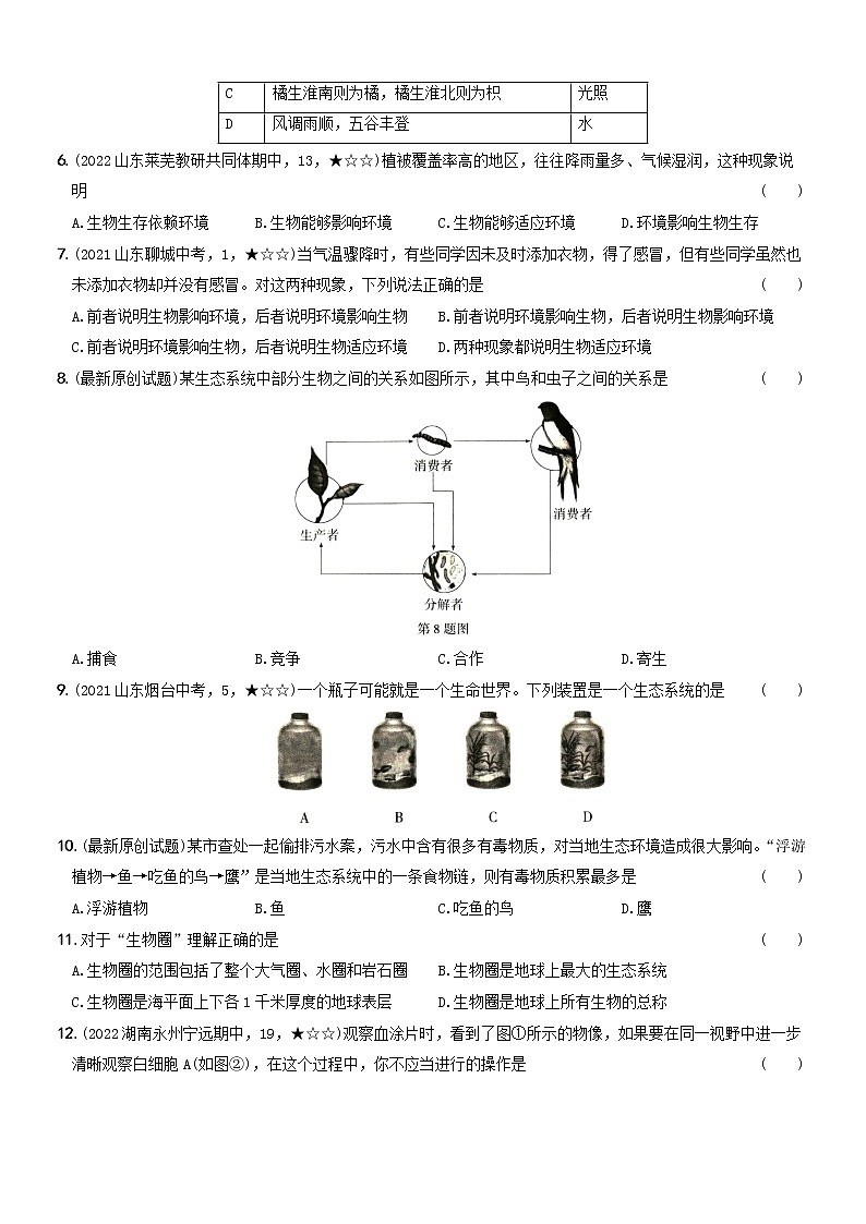 期中素养综合检测卷（一）···七年级生物上册期中期末考前复习自测卷02