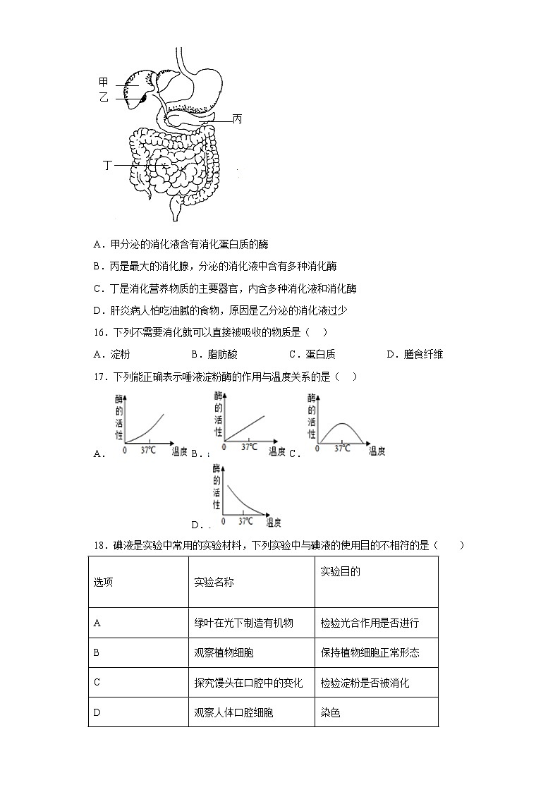 海南省琼海市2021-2022学年七年级下学期期中生物试题(含答案)第3页