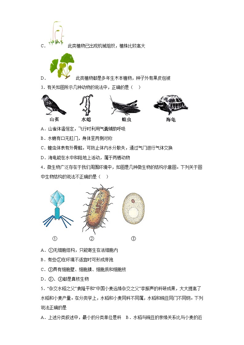 山东省菏泽市定陶区2021-2022学年九年级下学期期中生物试题(含答案)02
