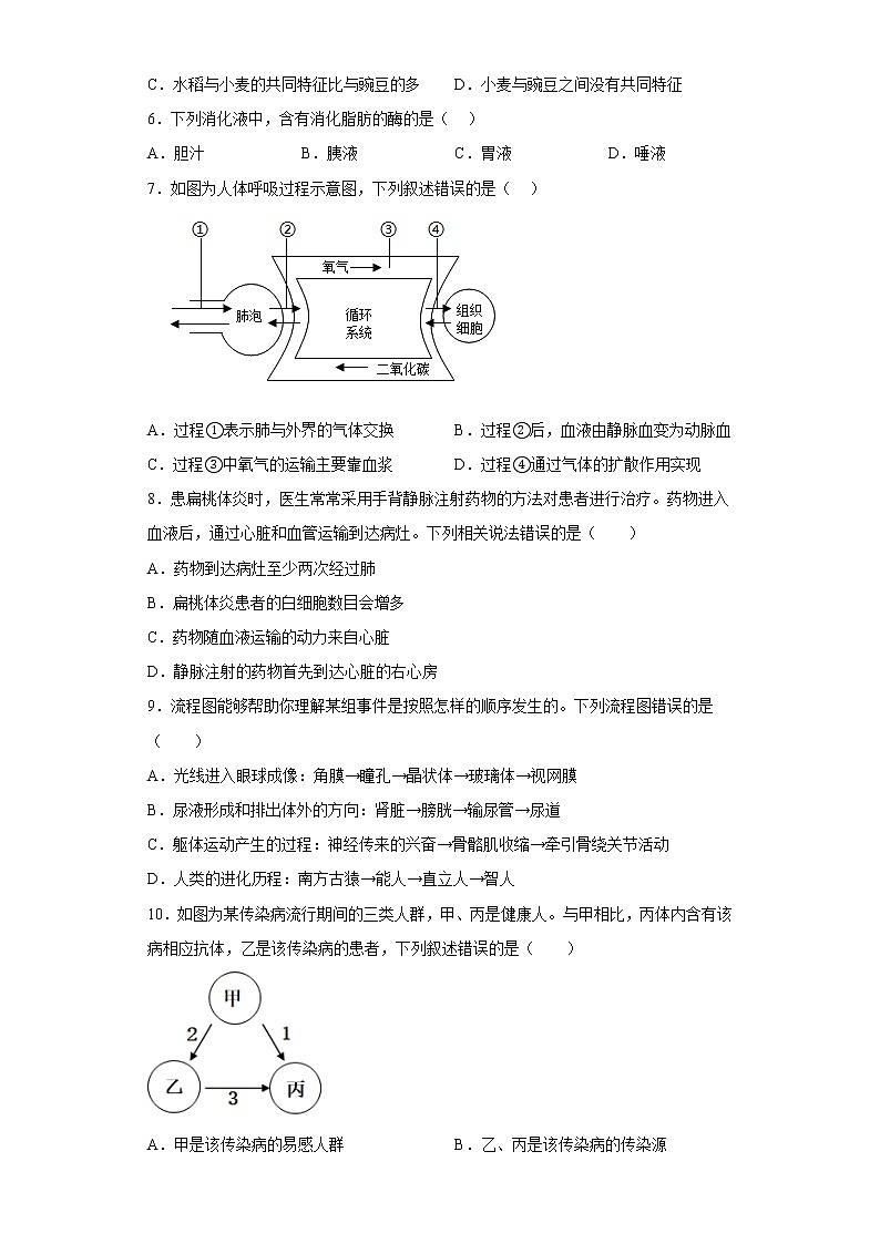 山东省菏泽市定陶区2021-2022学年九年级下学期期中生物试题(含答案)03