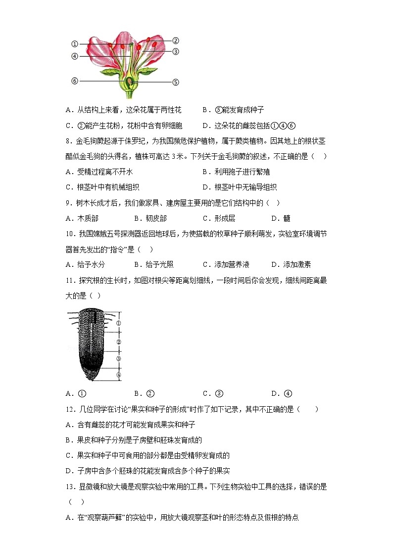 山东省烟台市福山区（五四制）2021-2022学年六年级下学期期中生物试题(含答案)第2页