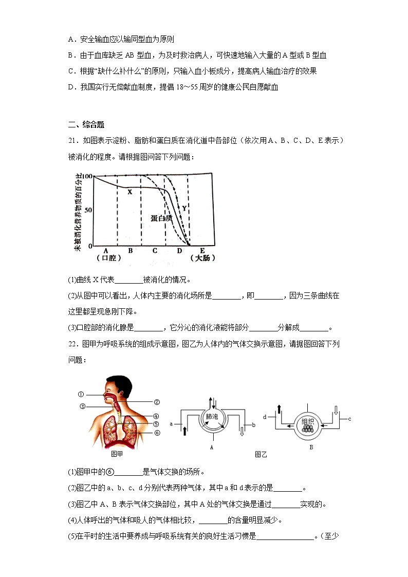 河南省新乡市封丘县2021-2022学年七年级下学期期中生物试题(含答案)第3页