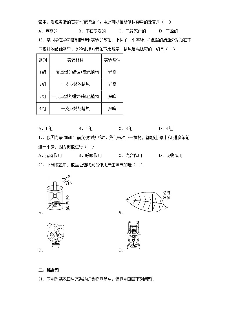 河南省新乡市封丘县2021-2022学年七年级上学期期末生物试题(含答案)第3页