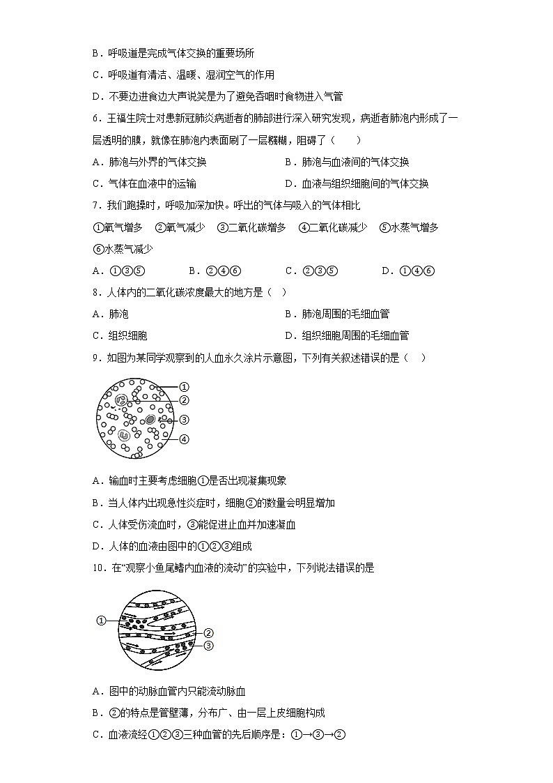 山东省济宁市微山县2021-2022学年七年级下学期期末生物试题(含答案)02