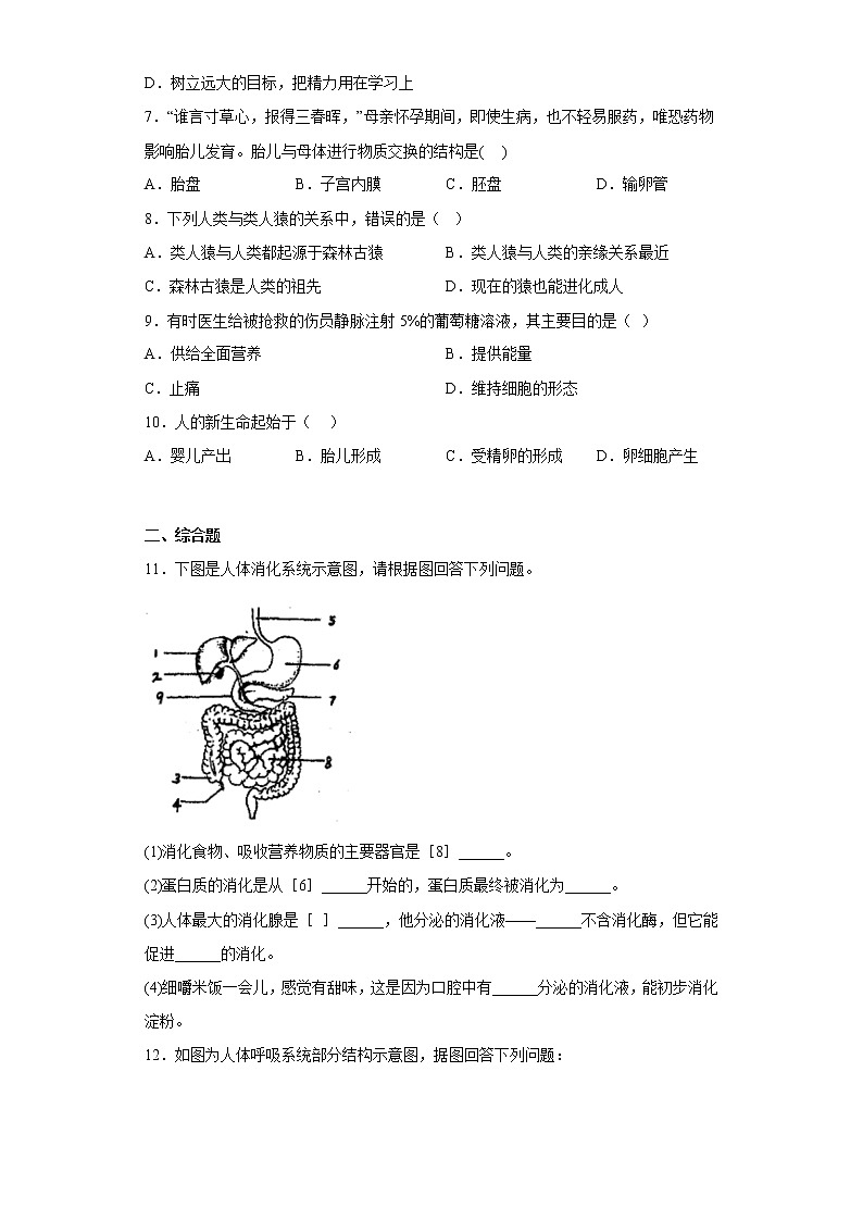 西藏昌都市2021-2022学年七年级下学期期中生物试题-(含答案)第2页