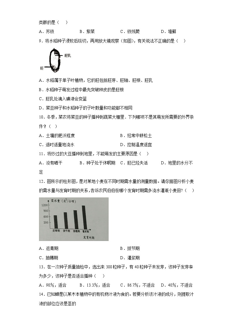 山东省烟台市栖霞市2021-2022学年六年级下学期期中生物试题(含答案)02