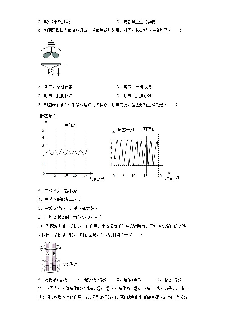 四川省眉山市仁寿县2021-2022学年七年级下学期期中生物试题(含答案)02