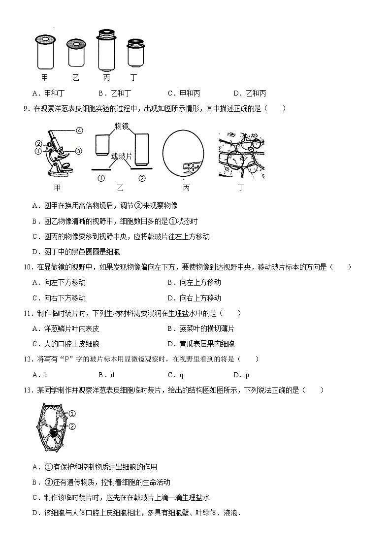 山东省德州市庆云县大靳初级中学2022-2023学年七年级上学期第一次月考生物试卷（含答案）第2页