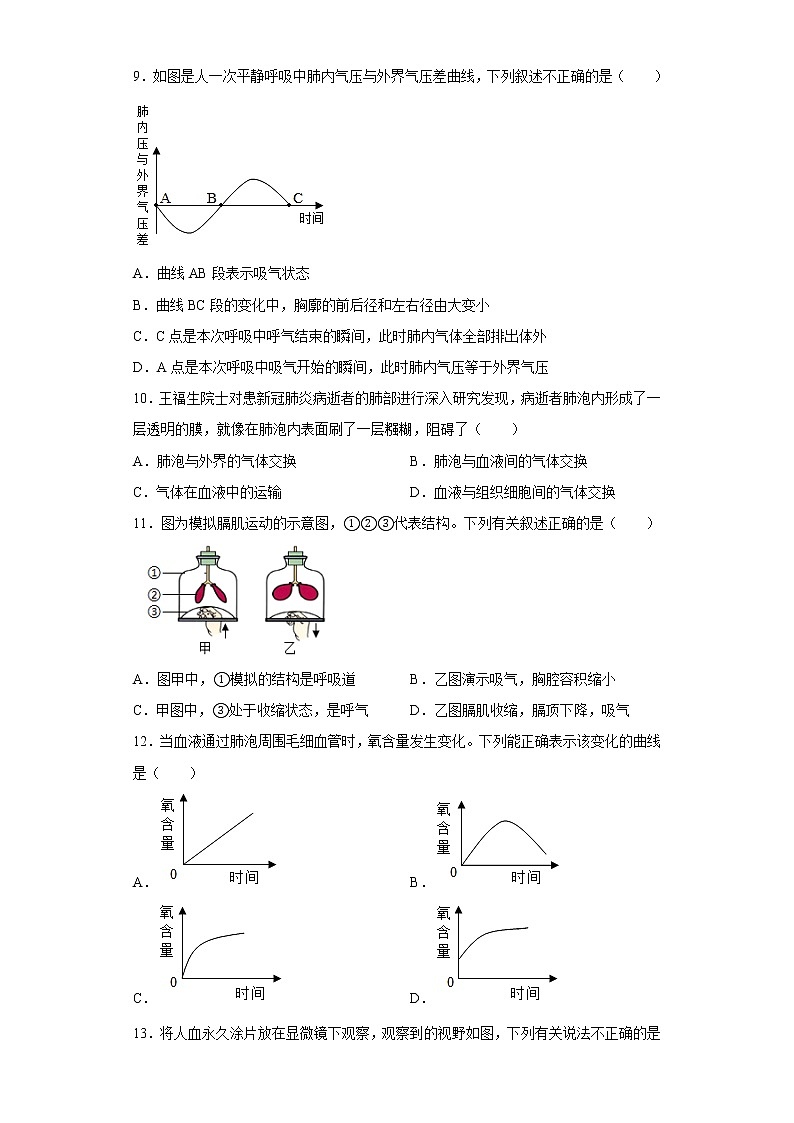 山东省济南市历城区2021-2022学年七年级下学期期中生物试题(含答案)03