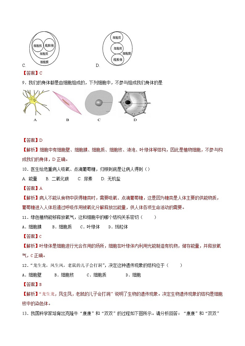 专题02 细胞是生命活动的基本单位（专题过关练）-2022-2023学年七年级生物上学期期中期末考点大串讲（人教版）03